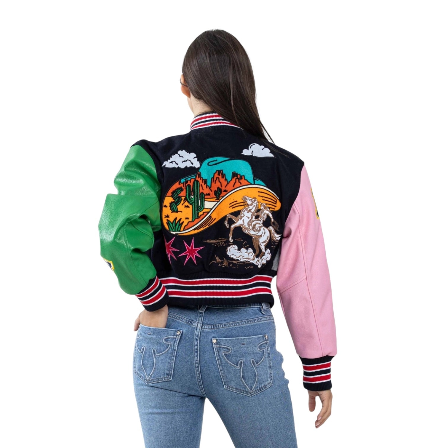 Wild and Free Cropped Varsity Jacket