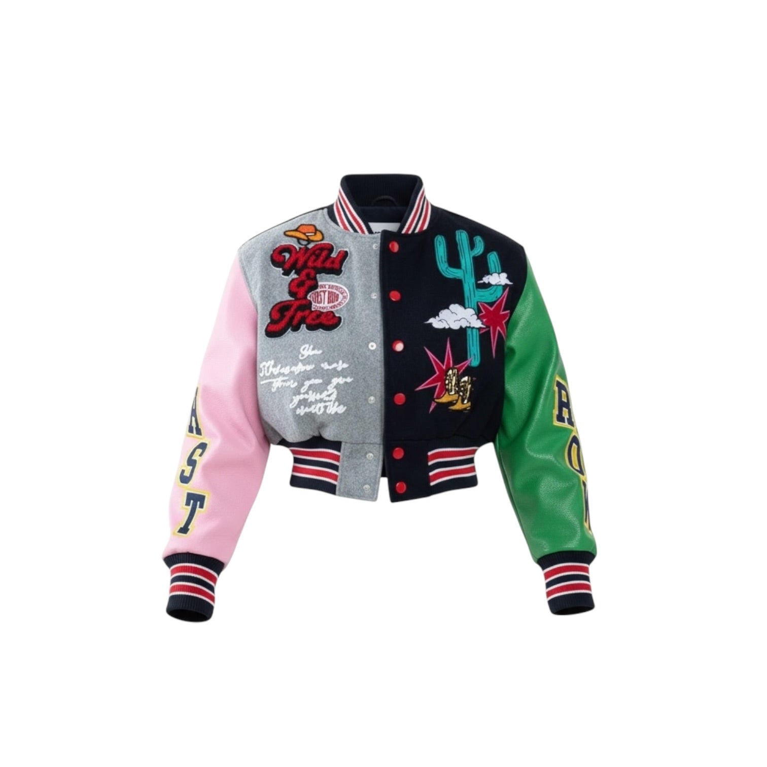 Wild and Free Cropped Varsity Jacket